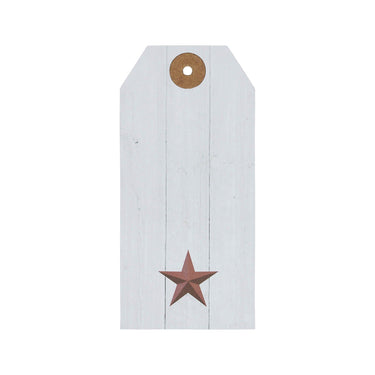 Faceted Barn Star Barnwood Paper Tag Barn Red 4.75x2.25 w/ Twine Set of 50 - The Fox Decor